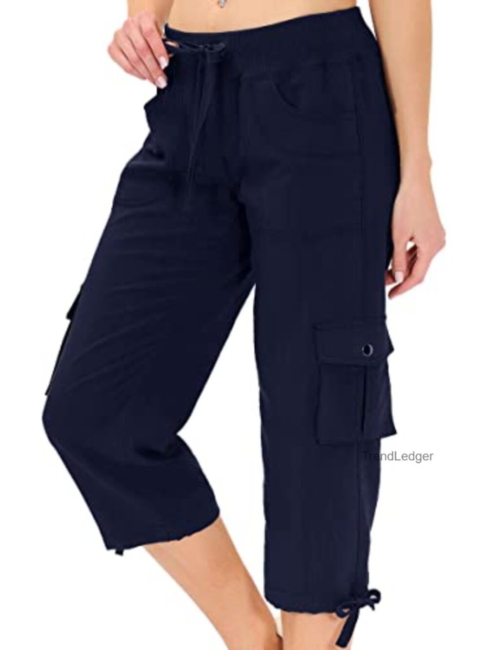 MoFiz Womens Loose Fit Cargo Capri Pants with Pockets Lightweight Hiking